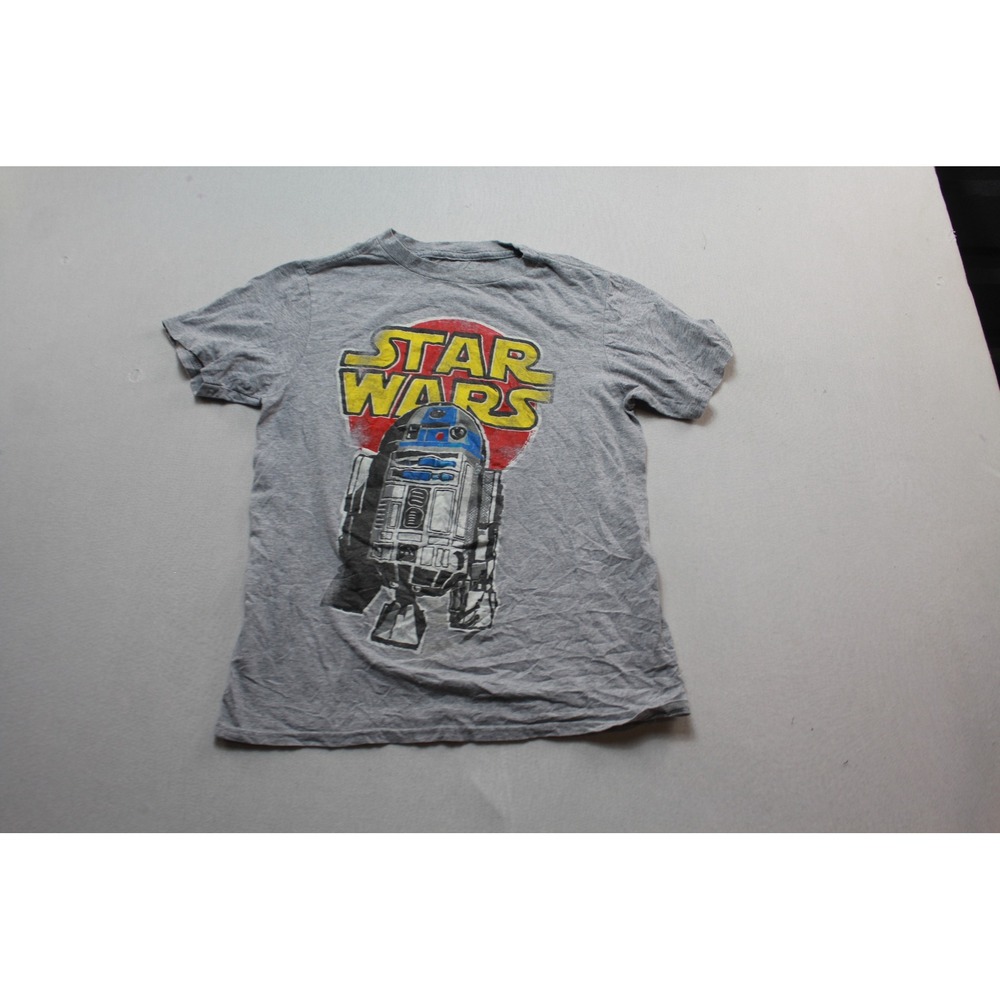 Star Wars Graphic Tee Kids Large Gray Excellent R2-D2 Droid Short Sleeve Shirt
